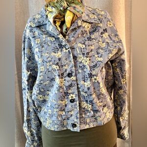Talbots linen light floral jacket